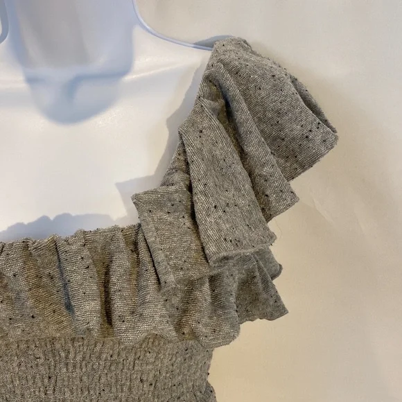 Juicy Couture Heather Grey Smocked Ruffle Terry Cloth Mini Dress Size M - Picture 7 of 17